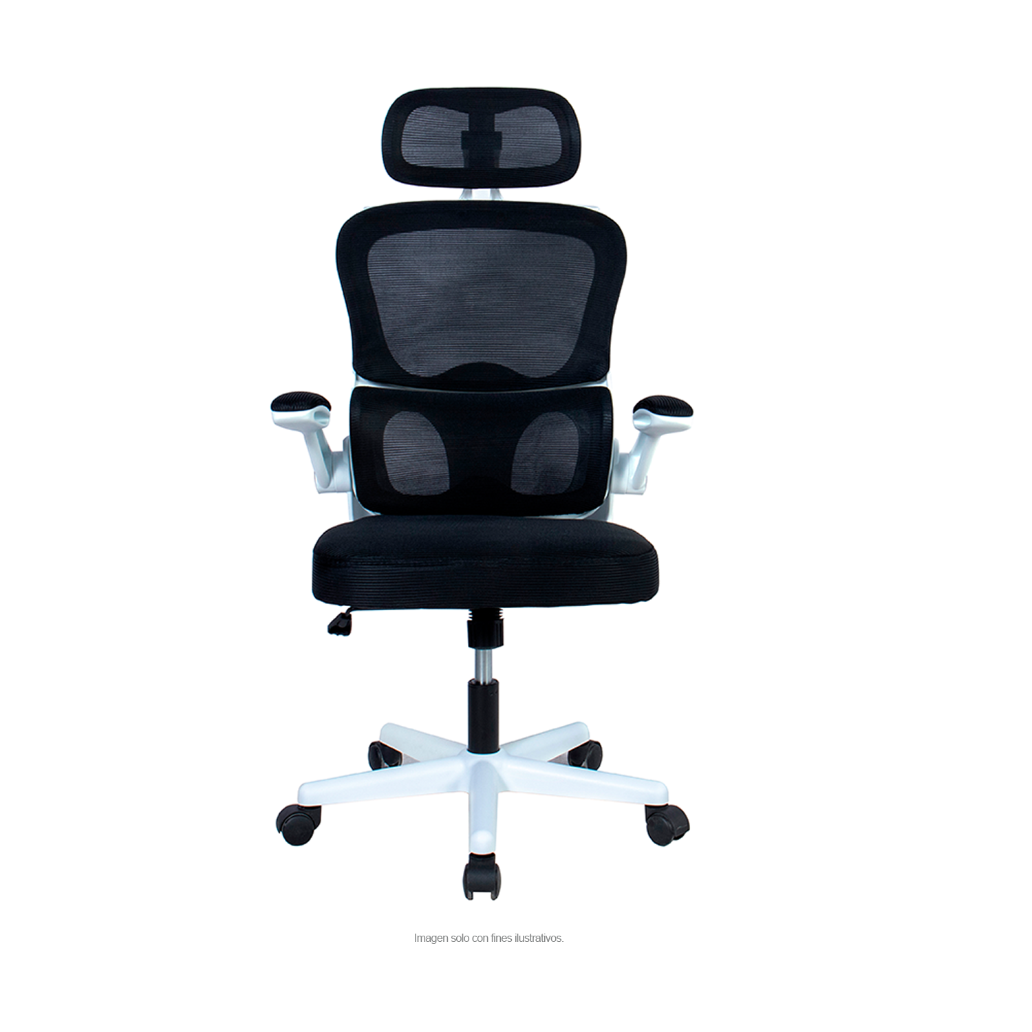 Silla de oficina 925, respaldo de malla, color negro y blanco