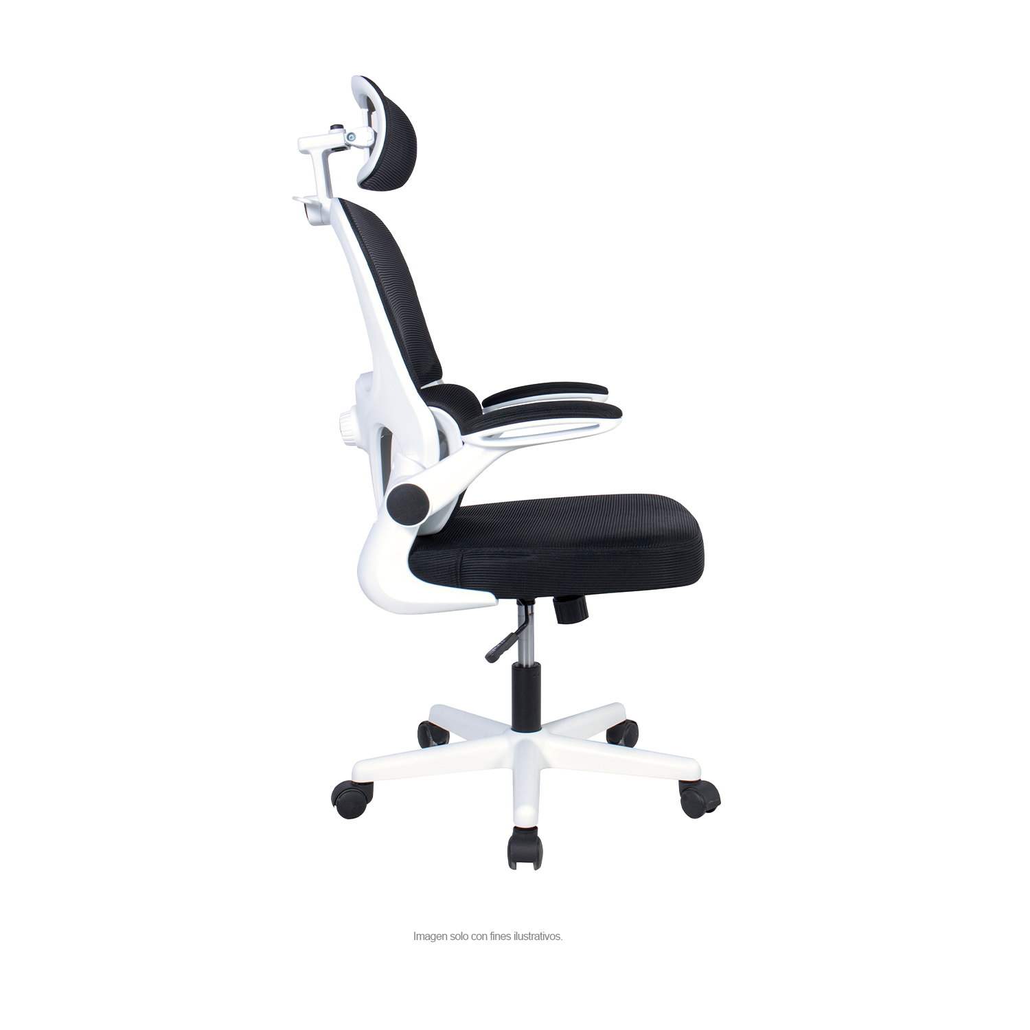 Silla de oficina 925, respaldo de malla, color negro y blanco