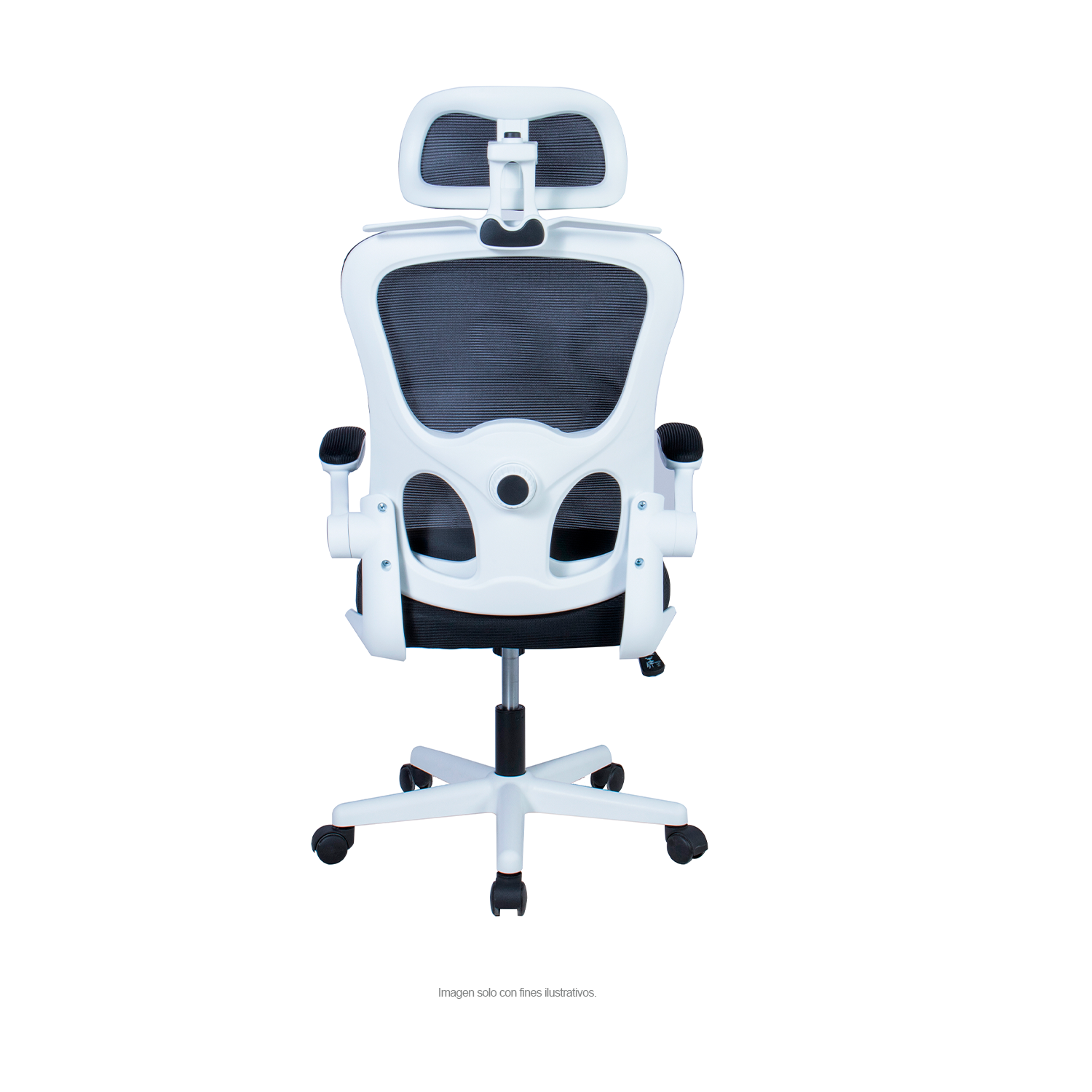 Silla de oficina 925, respaldo de malla, color negro y blanco