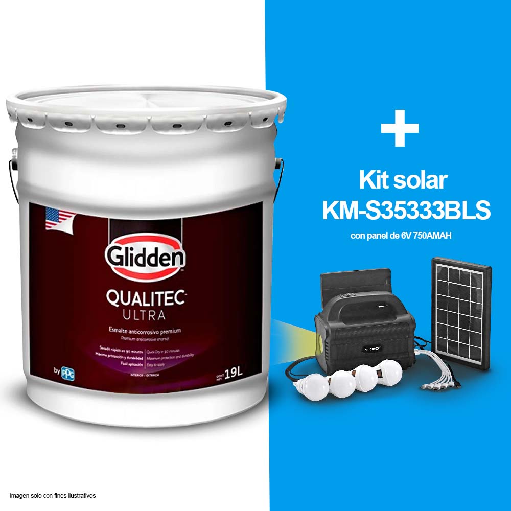 Combo de pintura anticorrosivo Qualitec Ultra (tanque 5Gls.) + Kit solar KM-S35333BLS con panel de 6V 750AMAH