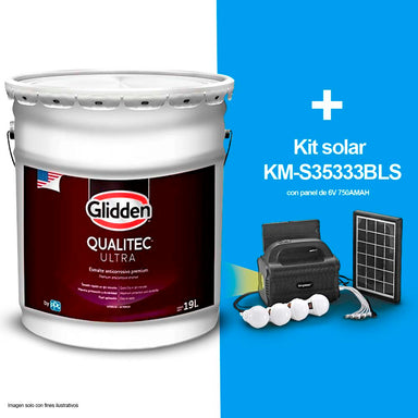 Combo de pintura anticorrosivo Qualitec Ultra (tanque 5Gls.) + Kit solar KM-S35333BLS con panel de 6V 750AMAH