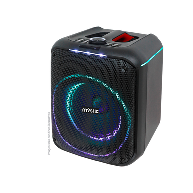 Bocina portátil Out mini one, MY-PS93T-LABR, audio con hasta 4 horas de reproducción, Luz LED, micrófono con cable, bluetooth TWS, radio FM.