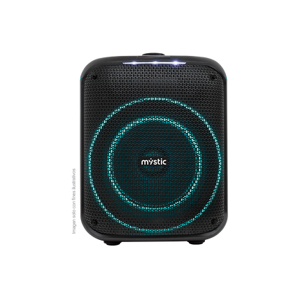 Bocina portátil Out mini one, MY-PS93T-LABR, audio con hasta 4 horas de reproducción, Luz LED, micrófono con cable, bluetooth TWS, radio FM.