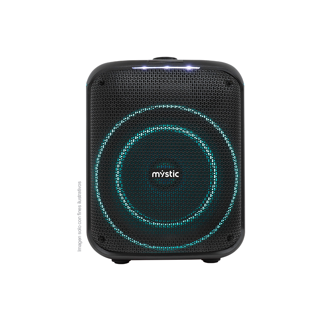 Bocina portátil Out mini one, MY-PS93T-LABR, audio con hasta 4 horas de reproducción, Luz LED, micrófono con cable, bluetooth TWS, radio FM.