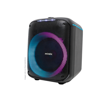 Bocina parlante MY-PS94T-LABR Mystic, Out mini two, audio con hasta 4 horas de reproducción, luz LED, Micrófono con cable, bluetooth TWS, Radio FM.