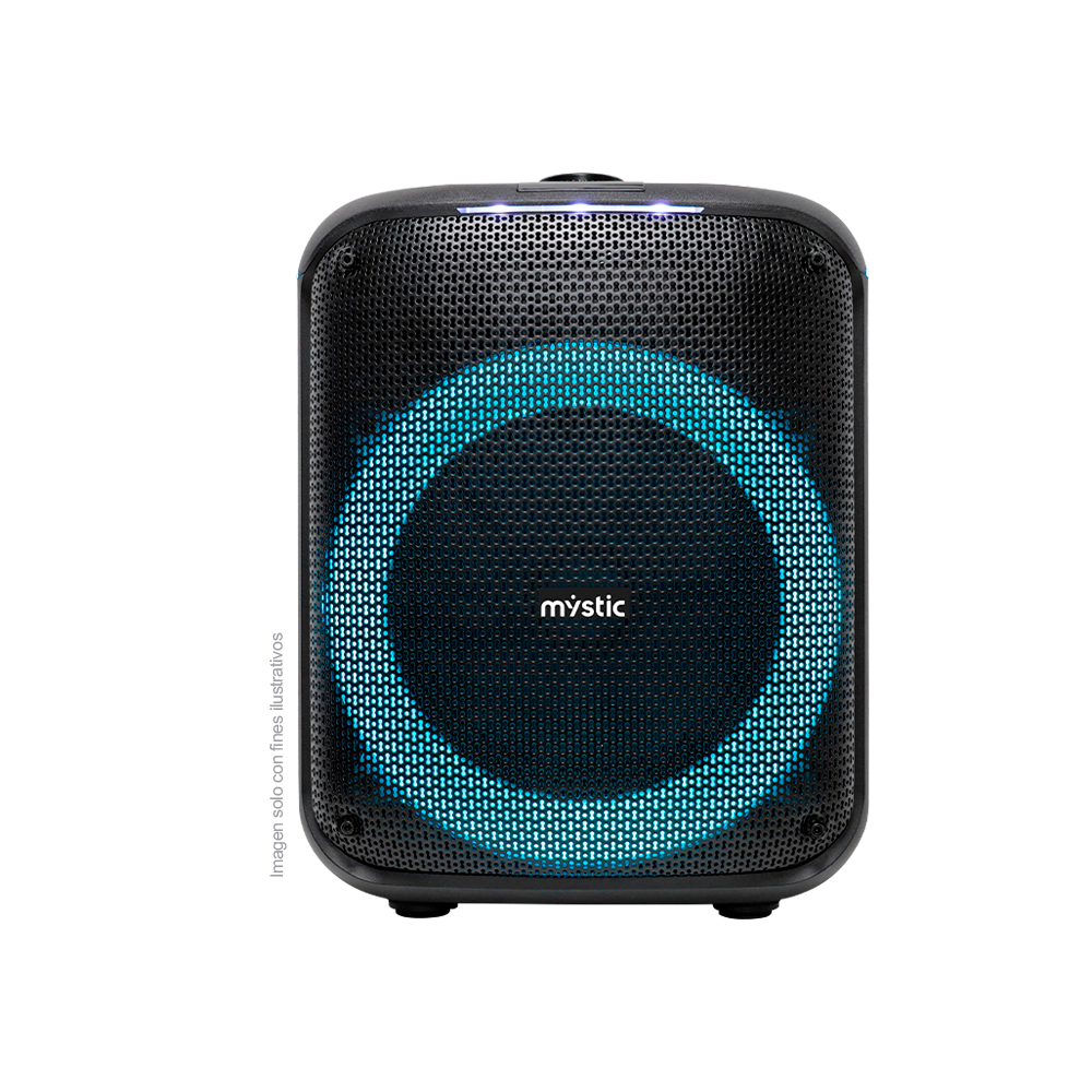 Bocina parlante MY-PS94T-LABR Mystic, Out mini two, audio con hasta 4 horas de reproducción, luz LED, Micrófono con cable, bluetooth TWS, Radio FM.