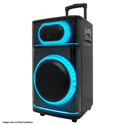 Parlante activo Out Max MY-PS606T-LA-BR, Mysctic, 40W RMS, hasta 4 horas de reproducción, Luz LED, Micrófono inalámbrico UHF, Bluetooth TWS, radio FM.