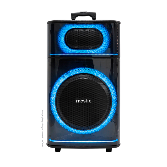 Parlante activo Out Max MY-PS606T-LA-BR, Mysctic, 40W RMS, hasta 4 horas de reproducción, Luz LED, Micrófono inalámbrico UHF, Bluetooth TWS, radio FM.