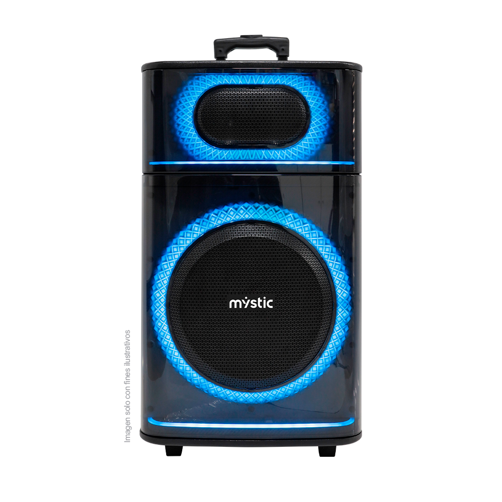 Parlante activo Out Max MY-PS606T-LA-BR, Mysctic, 40W RMS, hasta 4 horas de reproducción, Luz LED, Micrófono inalámbrico UHF, Bluetooth TWS, radio FM.