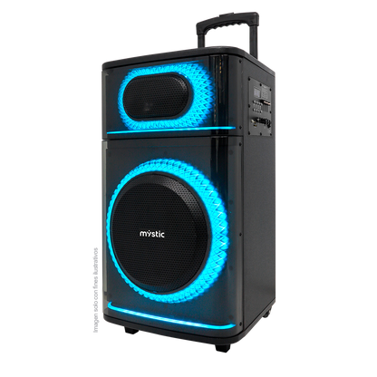 Parlante activo Out Max MY-PS606T-LA-BR, Mysctic, 40W RMS, hasta 4 horas de reproducción, Luz LED, Micrófono inalámbrico UHF, Bluetooth TWS, radio FM.