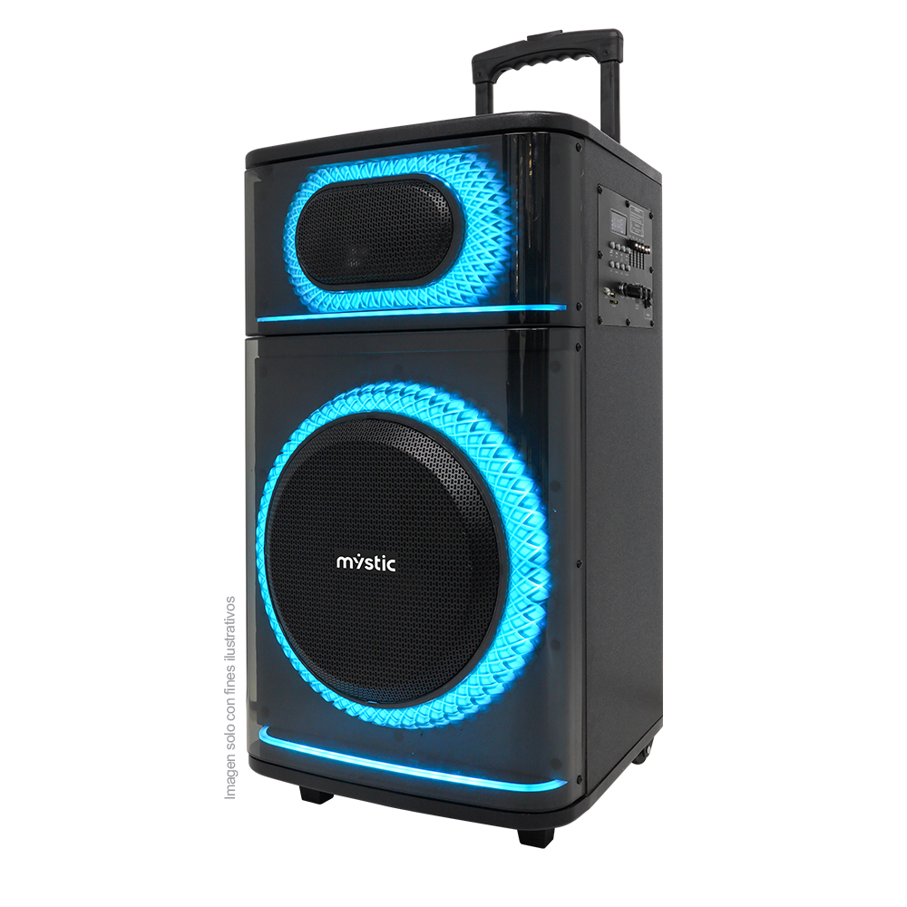 Parlante activo Out Max MY-PS606T-LA-BR, Mysctic, 40W RMS, hasta 4 horas de reproducción, Luz LED, Micrófono inalámbrico UHF, Bluetooth TWS, radio FM.