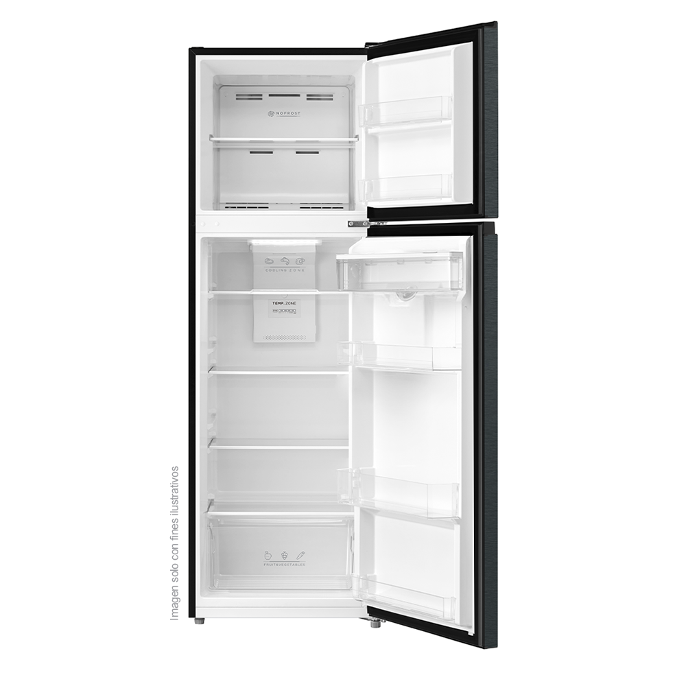 Refrigeradora 8.72pc Inverter RF-NV276LSS Mystic No Frost, color gris nublado, dispensador de agua, control electrónico de temperatura