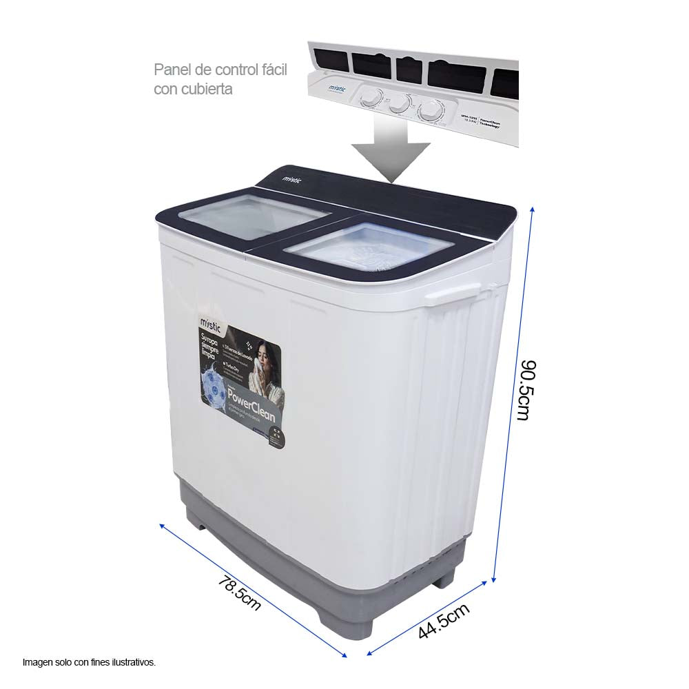 Lavadora semiautomática 10.5kg WM-1015 Mystic, con turbo Dry, power clean