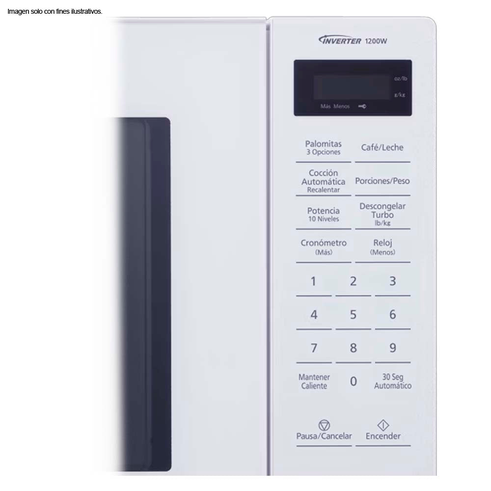 Microondas 1.2pc NN-ST65QWRPH color blanco, inverter, 19 menús automáticos Panasonic