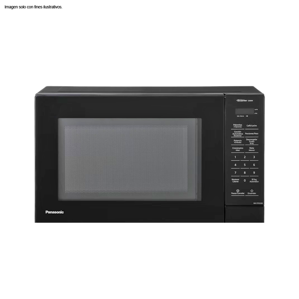 Microondas 1.2pc NN-ST65QB color negro, inverter, 19 menús automáticos Panasonic