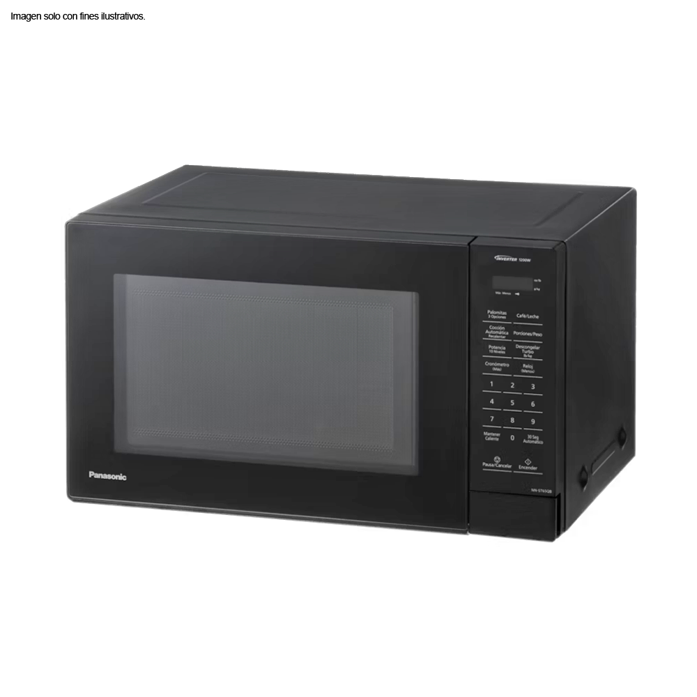 Microondas 1.2pc NN-ST65QB color negro, inverter, 19 menús automáticos Panasonic