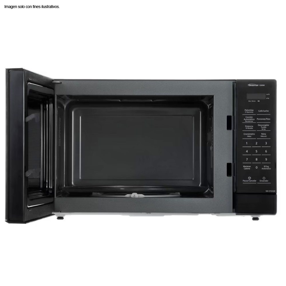 Microondas 1.2pc NN-ST65QB color negro, inverter, 19 menús automáticos Panasonic