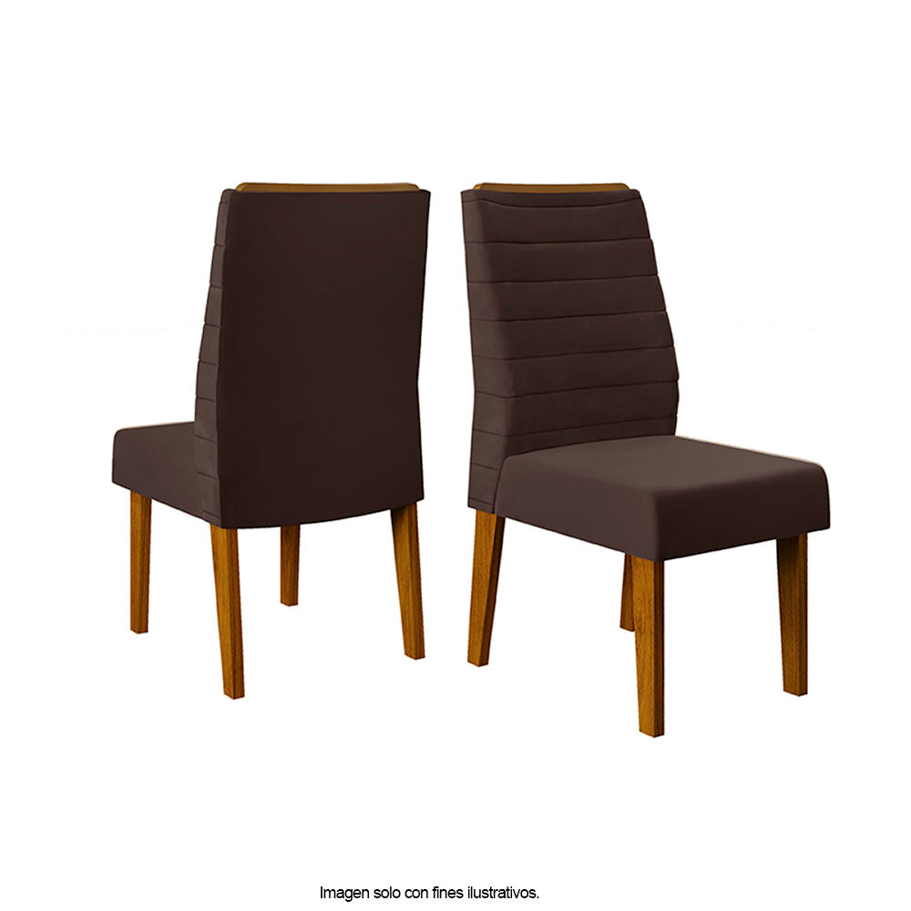 Juego de comedor Marina para 4 puestos + 4 sillas Ondina Moca