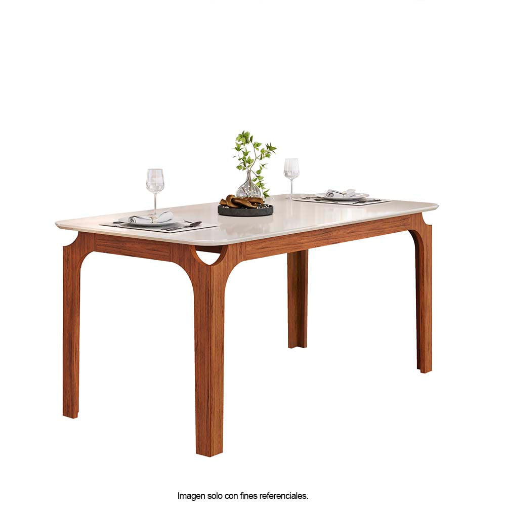 Juego de comedor Marina para 6 puestos + 6 sillas Jade Freijo / tercipelo Moca