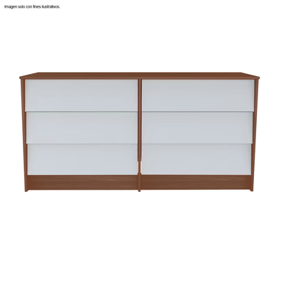 Cómoda COM10128 color amaretto/blanco 6 cajones MDF
