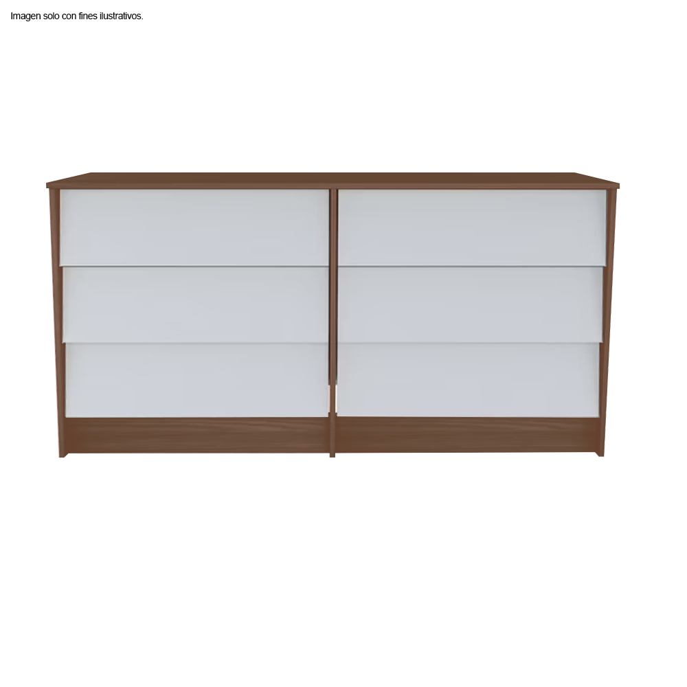 Cómoda COM10128 color amaretto/blanco 6 cajones MDF