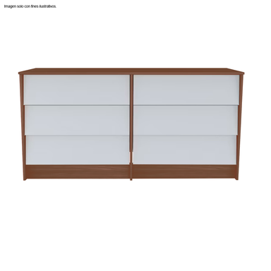 Cómoda COM10128 color amaretto/blanco 6 cajones MDF