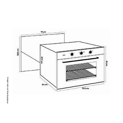 Horno eléctrico empotrable 75.5cm Caribe 76 AIR-A Sistema de convención, capacidad de 78 litros, Drija