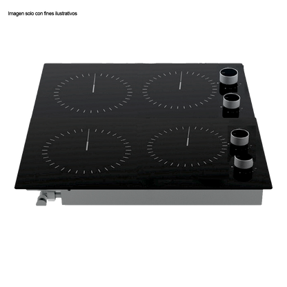 Estufa Bari 60 de 58cm eléctrica vitroceramica negra 4 quemadores EGO potencia 6000W