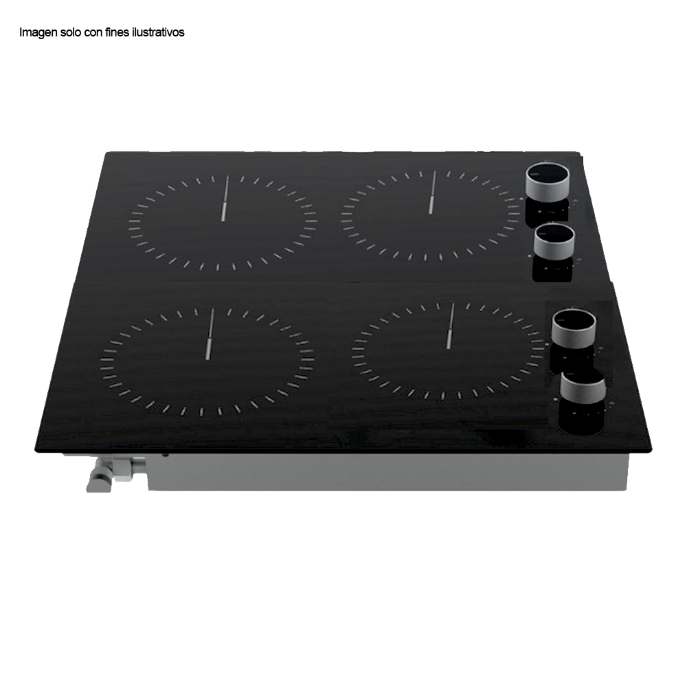 Estufa Bari 60 de 58cm eléctrica vitroceramica negra 4 quemadores EGO potencia 6000W