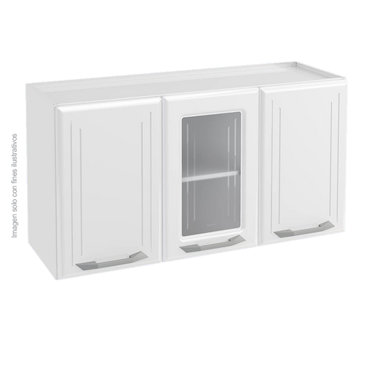 Aéreo triple de metal, TLAE-31VBB (D) Telasul color blanco, 1 puerta de vidrio.
