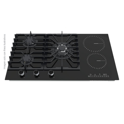 Estufa empotrable Dual - Gas y eléctrica (76cm) Sicilia Touch 76, 5 quemadores acabado de vitrocerámica Drija