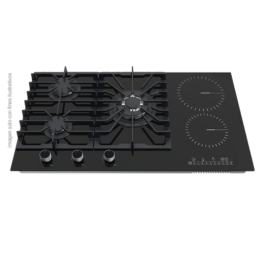 Estufa empotrable Dual - Gas y eléctrica (76cm) Sicilia Touch 76, 5 quemadores acabado de vitrocerámica Drija