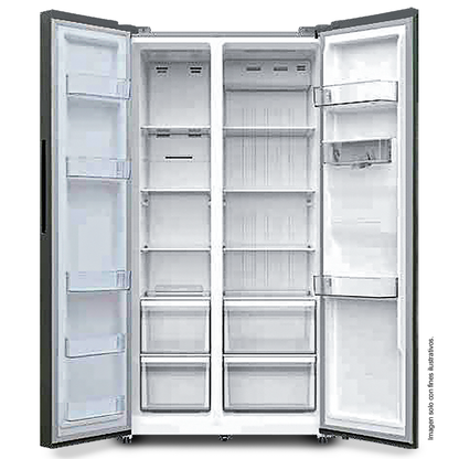 Refrigeradora Side By Side 18pc, NSL18SXSWD Kenmore, con dispensador de agua.