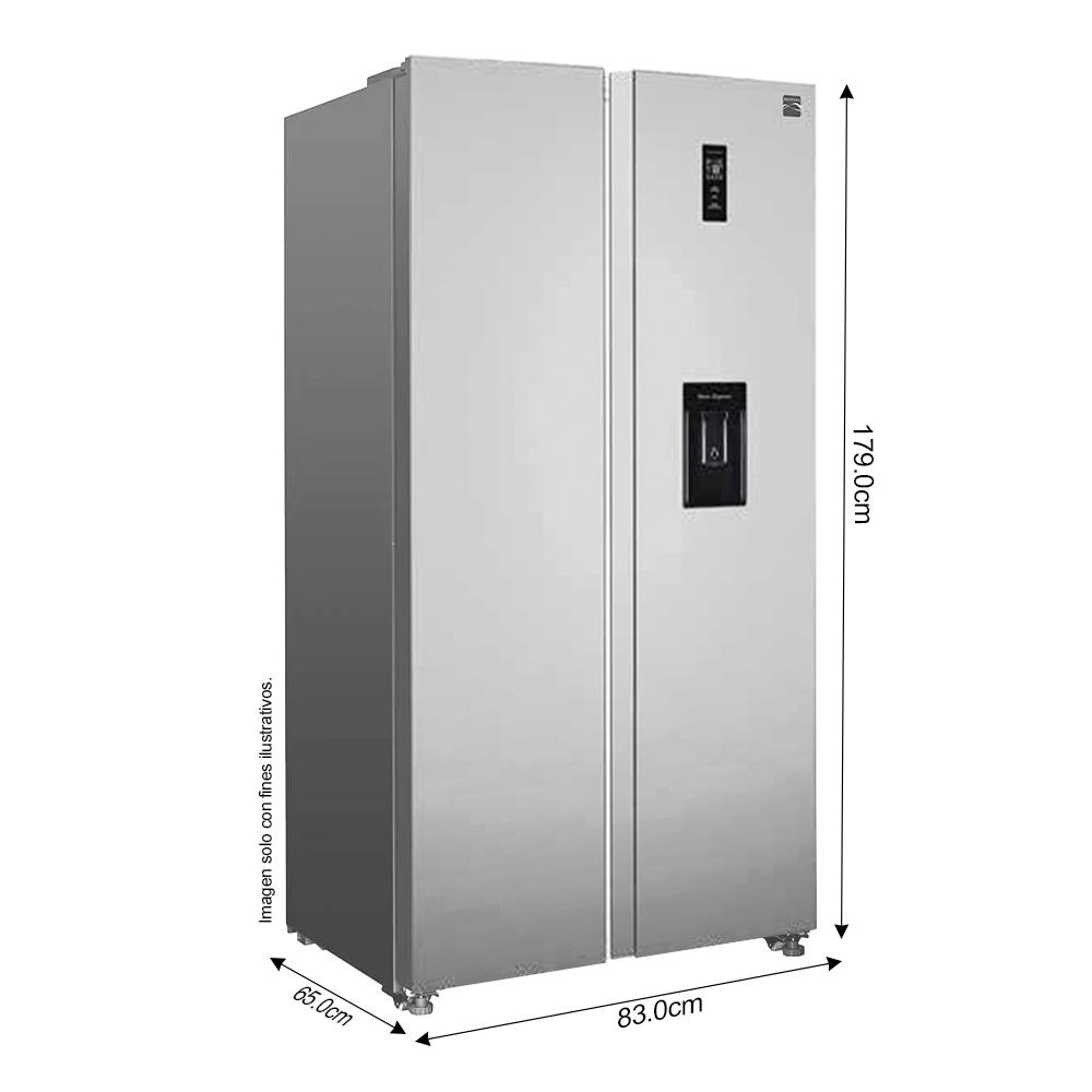 Refrigeradora Side By Side 18pc, NSL18SXSWD Kenmore, con dispensador de agua.