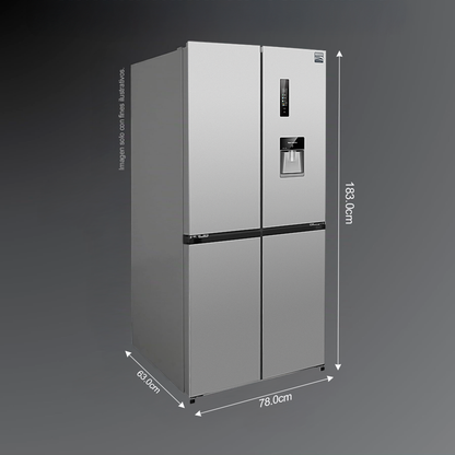 Refrigeradora 15pc NME15FDWD kenmore, 4 puertas French Door, con dispensador de agua, tecnología inverter.
