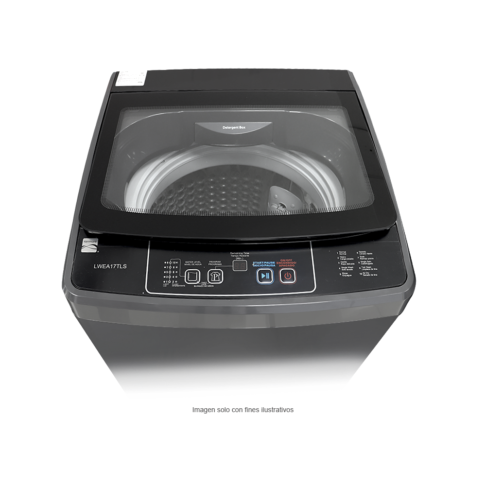 Lavadora Carga Superior, 17kg, 590 x 605 x 990 mm, LWEA17TLS, Kenmore, Silver