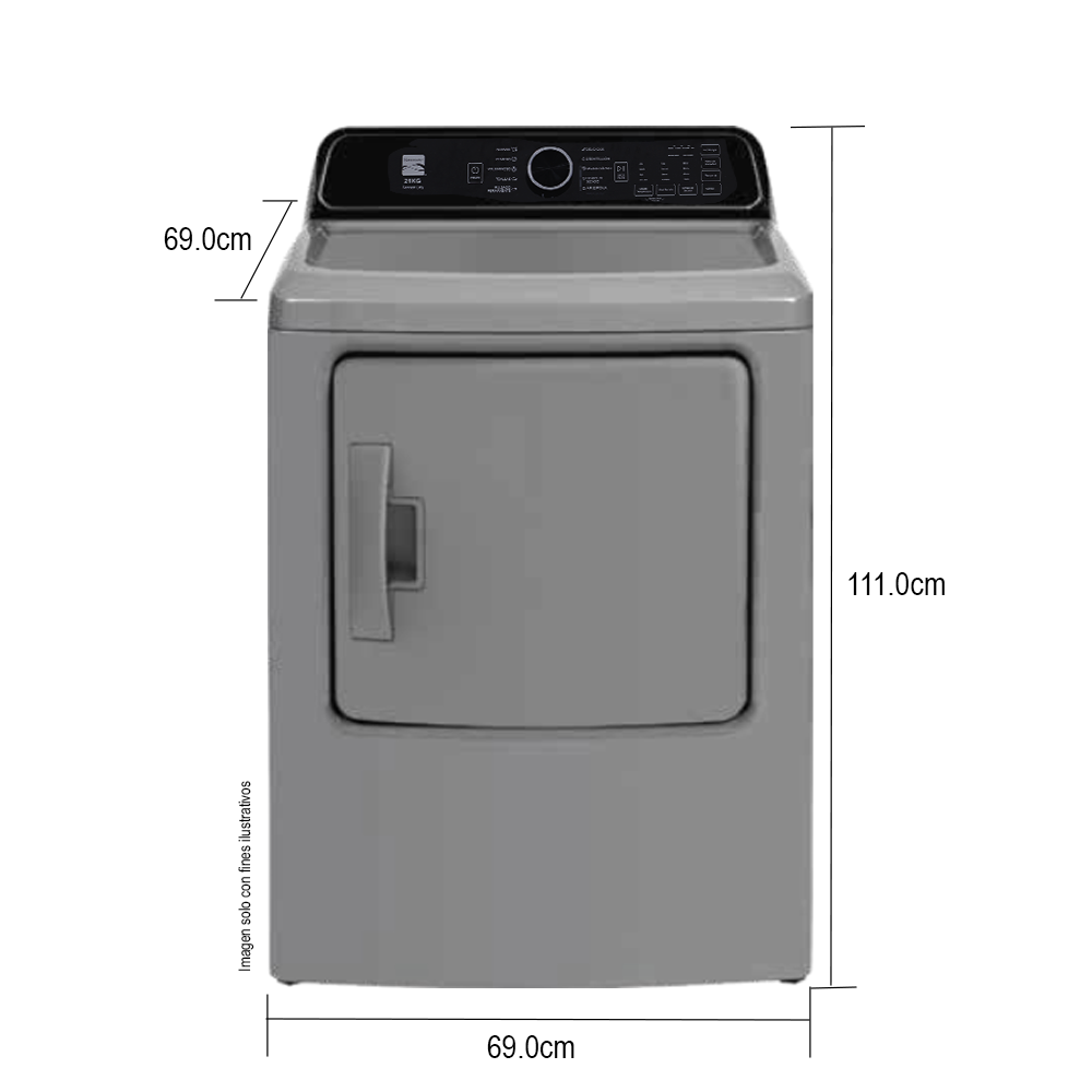 Secadora a Gas, 21 kg, Silver, SMITLG21S, Kenmore