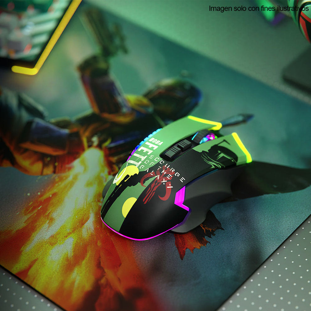 Mouse Gaming inalámbrico Boba Fett de Star Wars RGB, ID011PGL24 (PMO-S205BF)