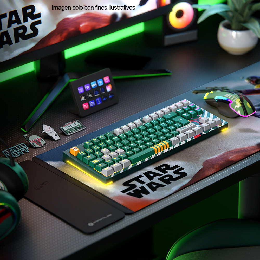 Teclado RGB Gaming con 3 modos Ballista 82T Boba Fett verde ID011PGL21 (PKS-S082BF-GN)