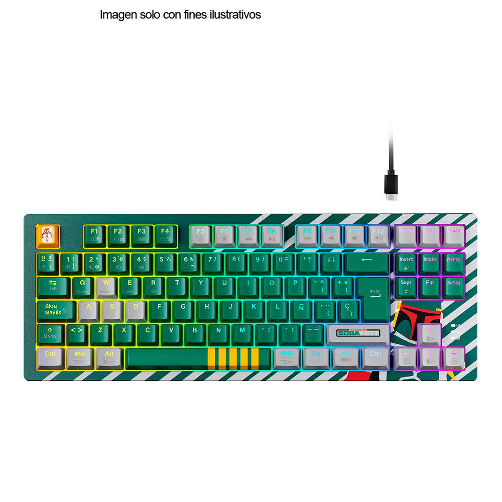 Teclado RGB Gaming con 3 modos Ballista 82T Boba Fett verde ID011PGL21 (PKS-S082BF-GN)