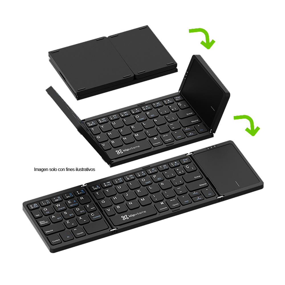 Teclado inalámbrico FlexPlit KCK-650S-BK plegable con panel táctil compatible con Bluetooth Klip