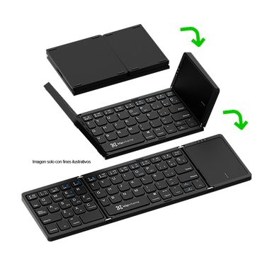 Teclado inalámbrico FlexPlit KCK-650S-BK plegable con panel táctil compatible con Bluetooth Klip