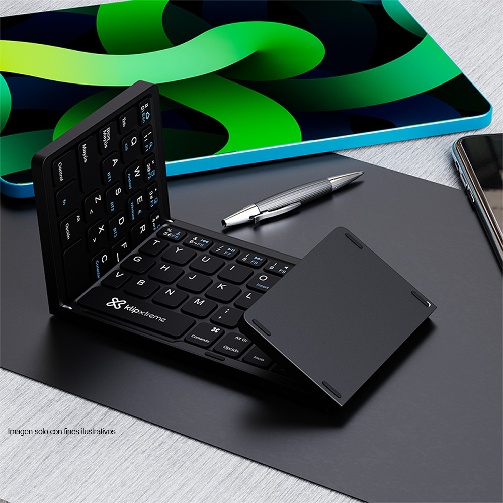 Teclado inalámbrico FlexPlit KCK-650S-BK plegable con panel táctil compatible con Bluetooth Klip
