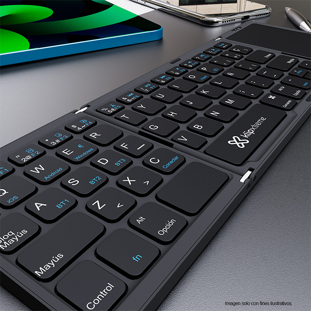 Teclado inalámbrico FlexPlit KCK-650S-BK plegable con panel táctil compatible con Bluetooth Klip
