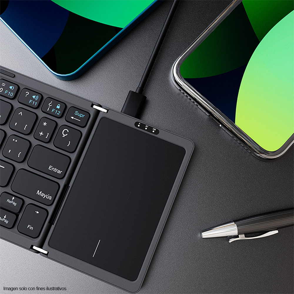 Teclado inalámbrico FlexPlit KCK-650S-BK plegable con panel táctil compatible con Bluetooth Klip