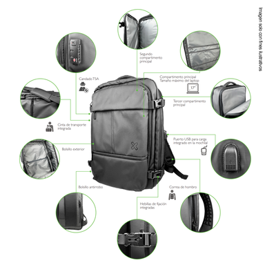 Mochila de viaje para laptop 17” 2en 1 Nomad KNB-950 Klip, con puerto de carga USB