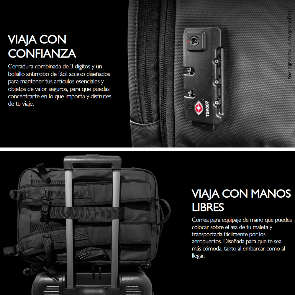 Mochila de viaje para laptop 17” 2en 1 Nomad KNB-950 Klip, con puerto de carga USB