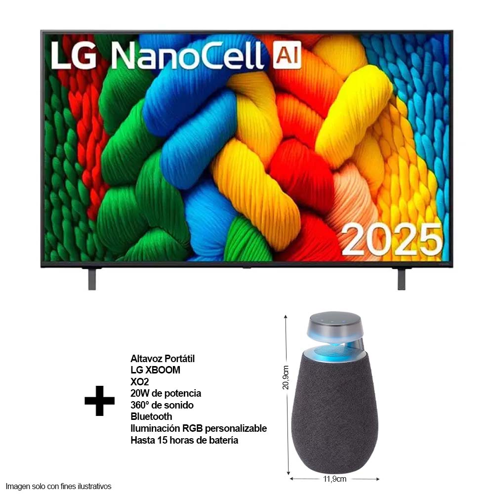 Televisor led Smart 55" 55NANO80ASA procesador a7 AI Gen8 + GRATIS Bocina XO2 LG