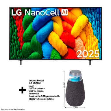 Televisor led Smart 55" 55NANO80ASA procesador a7 AI Gen8 + GRATIS Bocina XO2 LG