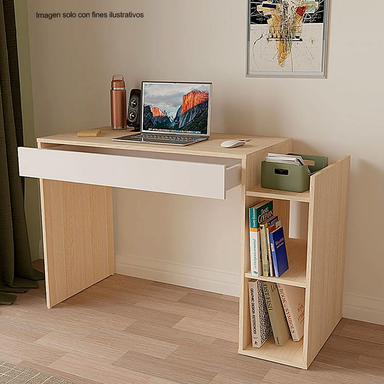Escritorio ES24303, color arena + blanco, 75x120x50cm